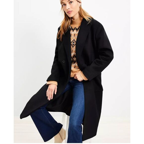 ANN TAYLOR LOFT $210 Doubleface Modern peacoat women's medium - Picture 3 of 3